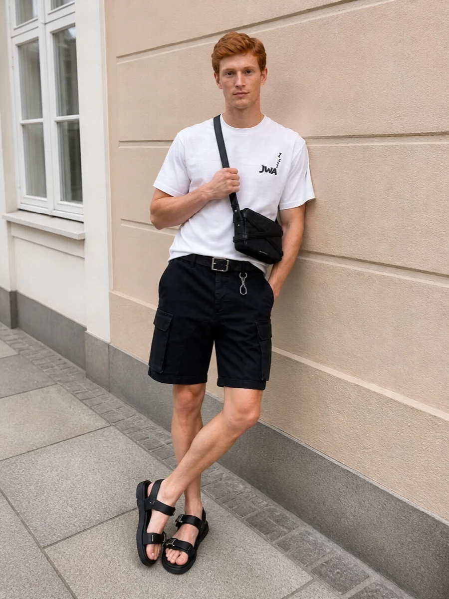Jw anderson cargo shorts givenchy sandals outfit