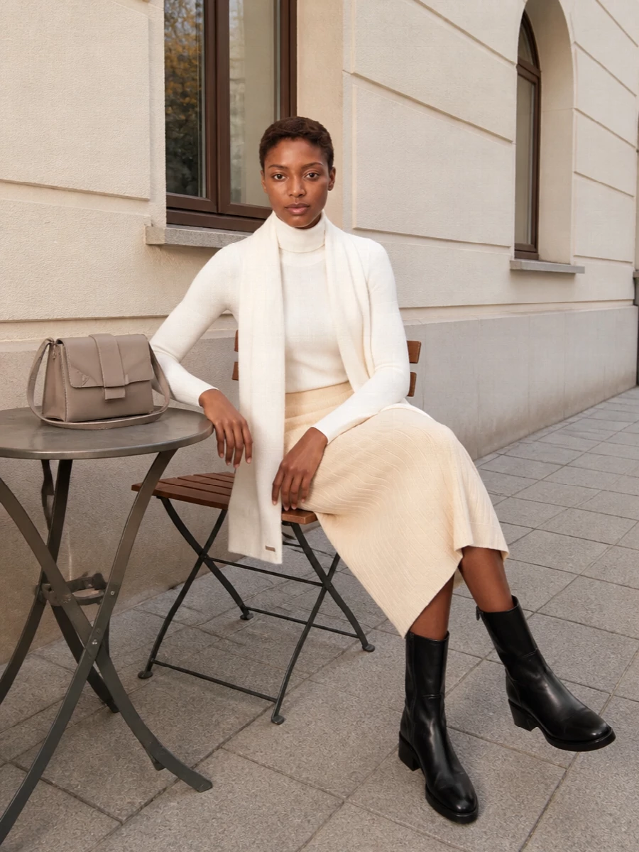 Max mara ribbed skirt wolford turtleneck outfit