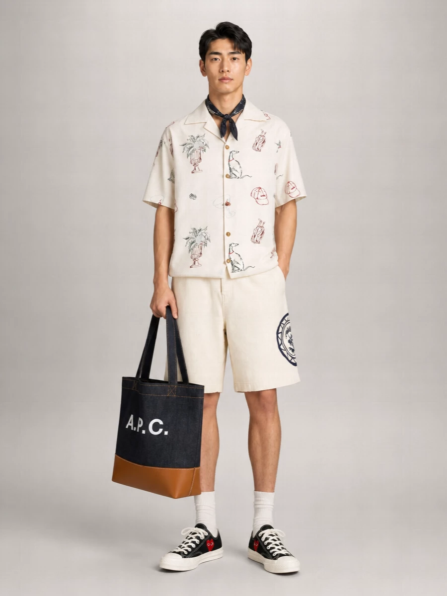 Drôle De Monsieur Graphic Print Camp Collar Shirt