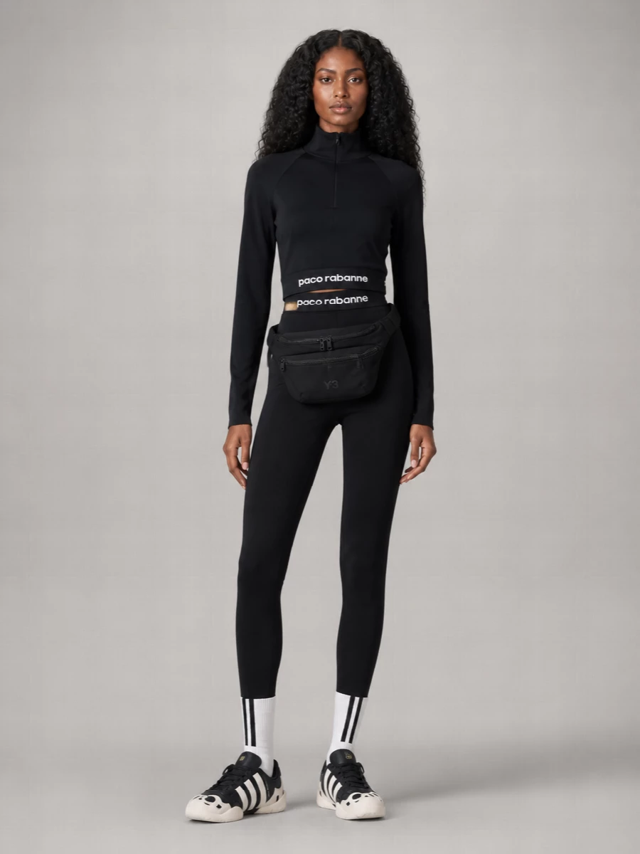 Paco Rabanne Streamlined Nylon Leggings With Zippered Hem Slits