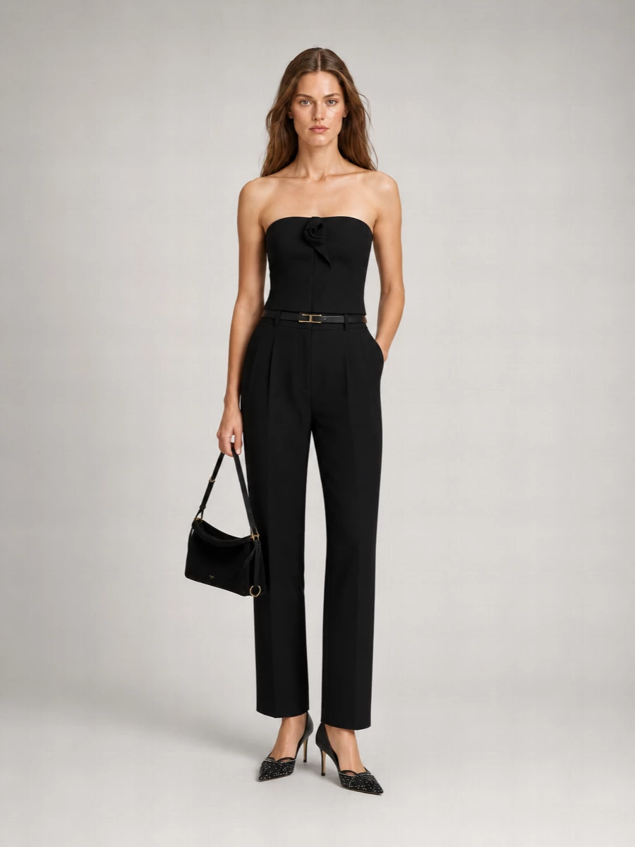 Giorgio Armani Silk Strapless Cropped Top