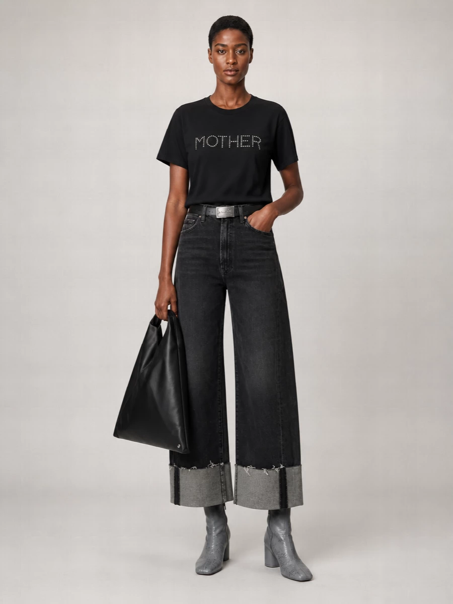 Mother High-Rise Cropped Wide-Leg Denim Jeans