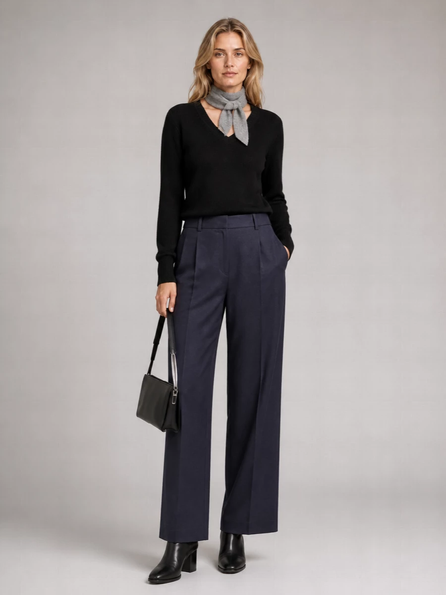 Dunst Cashmere Wool Ribbed V-Neck Long-Sleeve Jumper