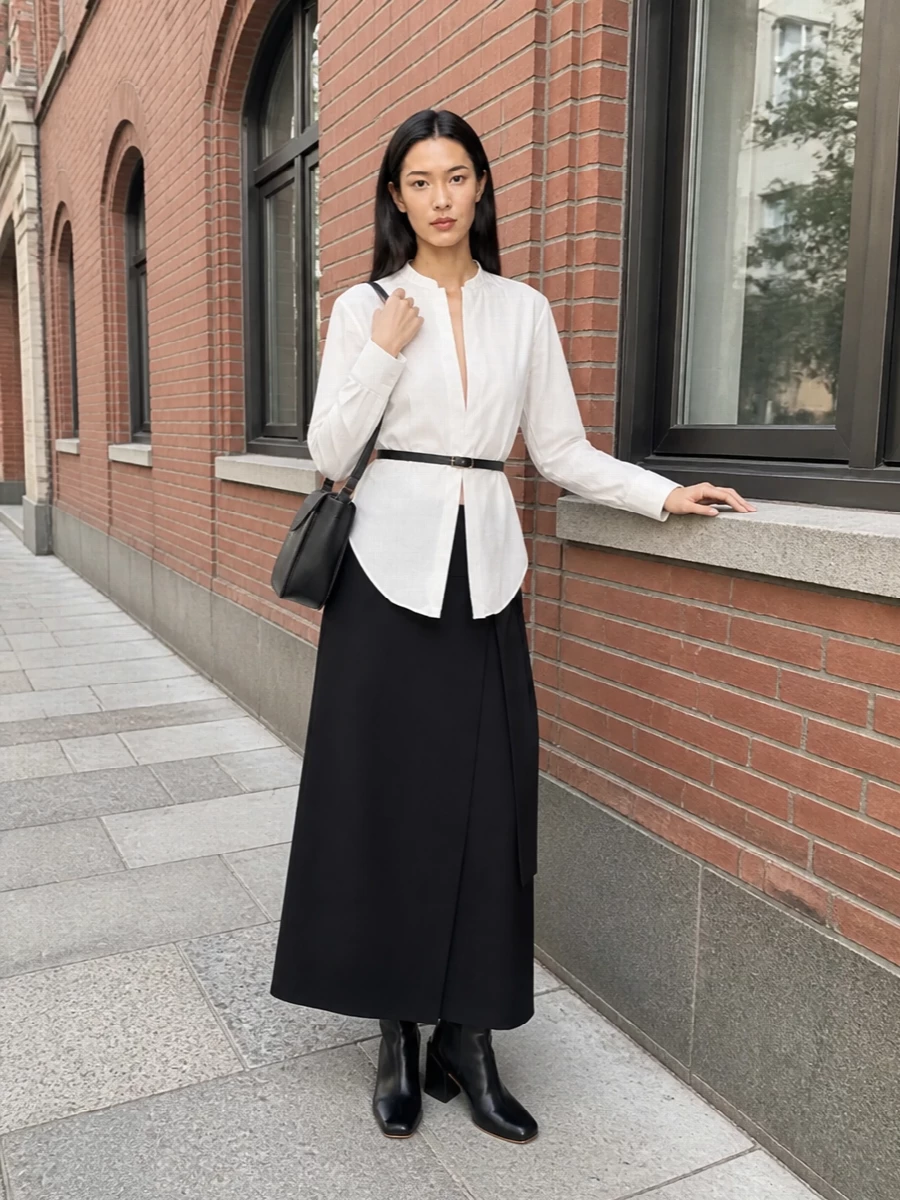Studio nicholson wrap maxi skirt minimalist shirt