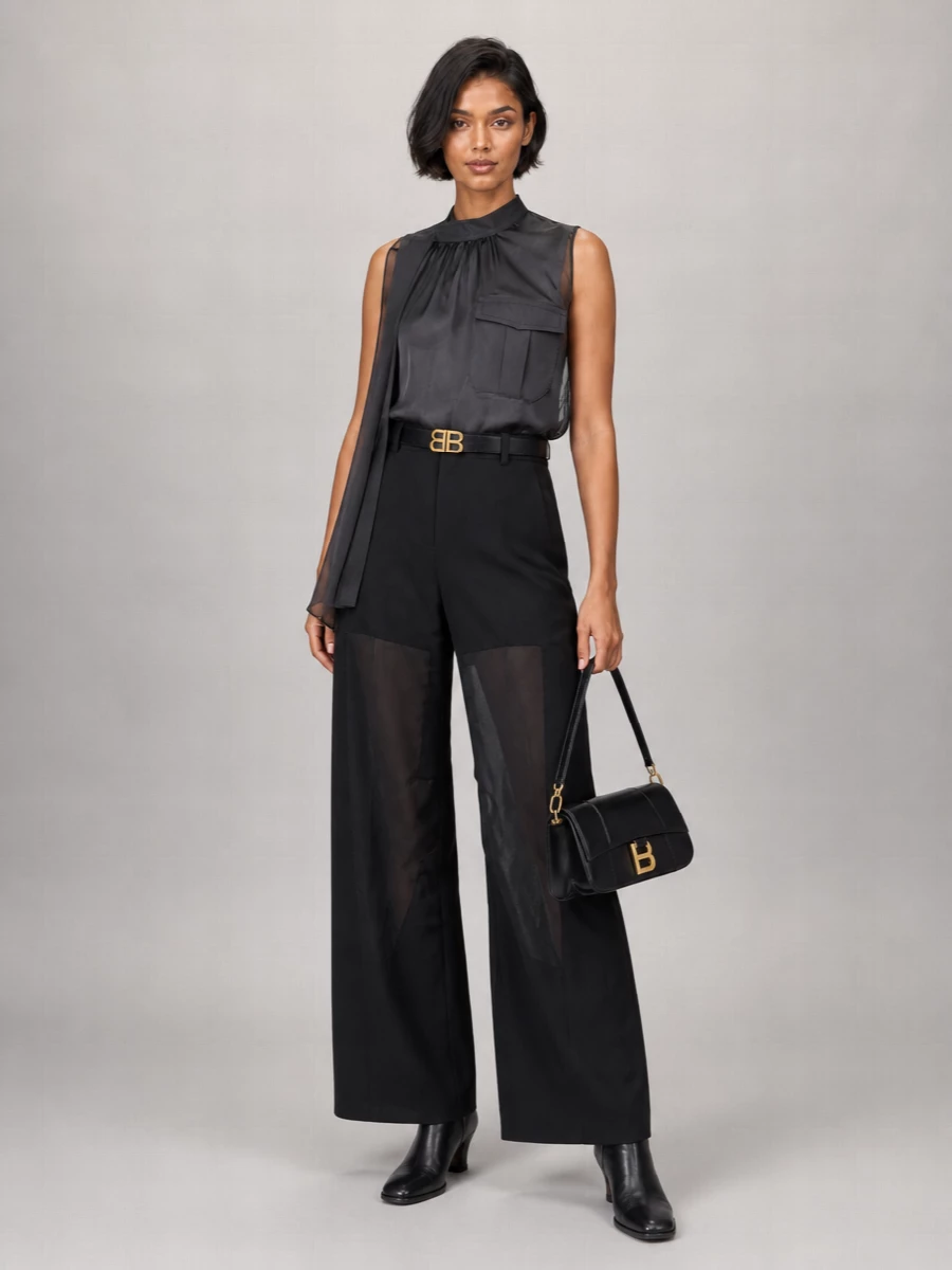 Sacai Wool Wide-Leg Trousers