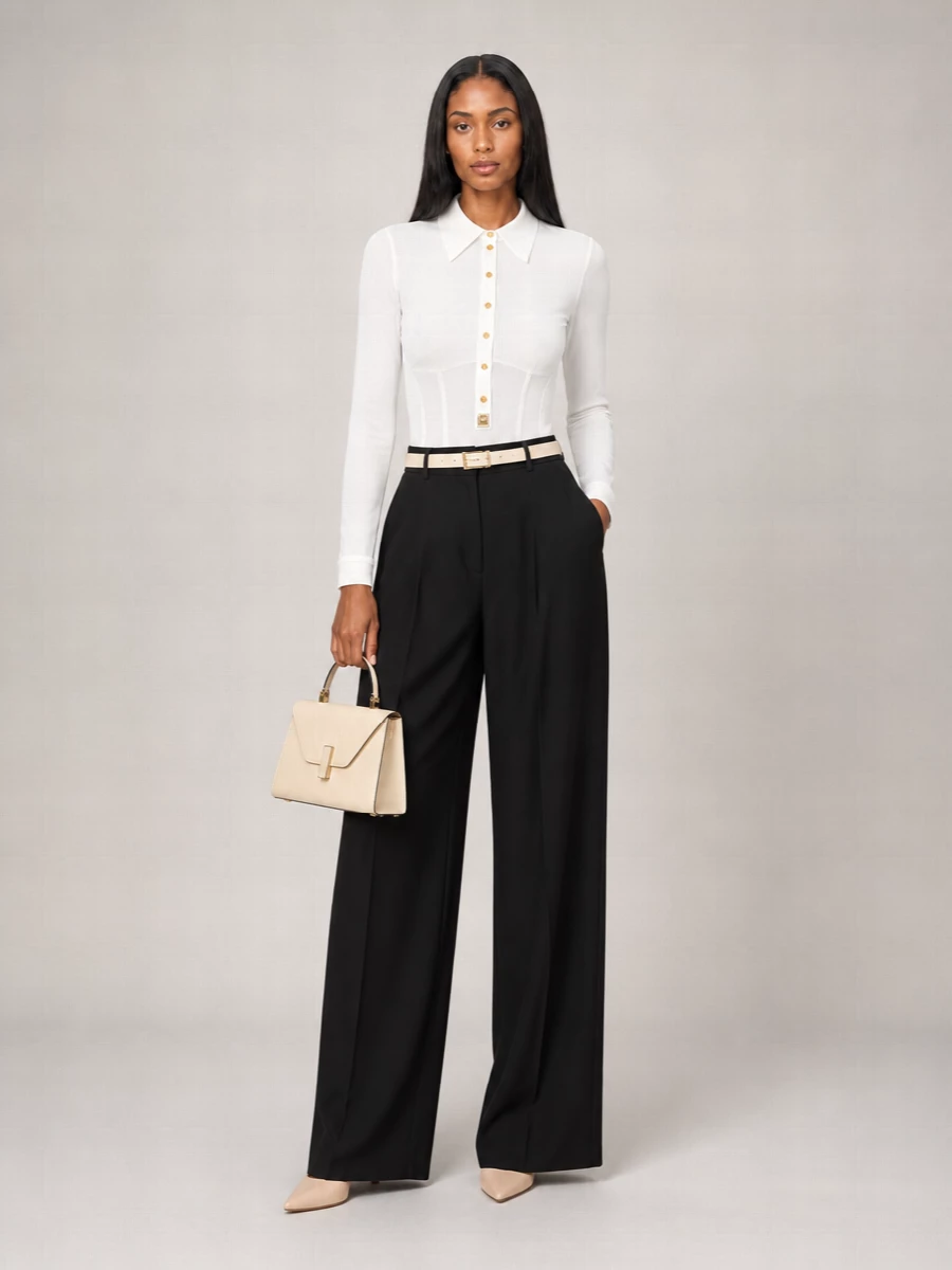 Elisabetta Franchi Stretch Viscose Long-Sleeve Bodysuit Shirt