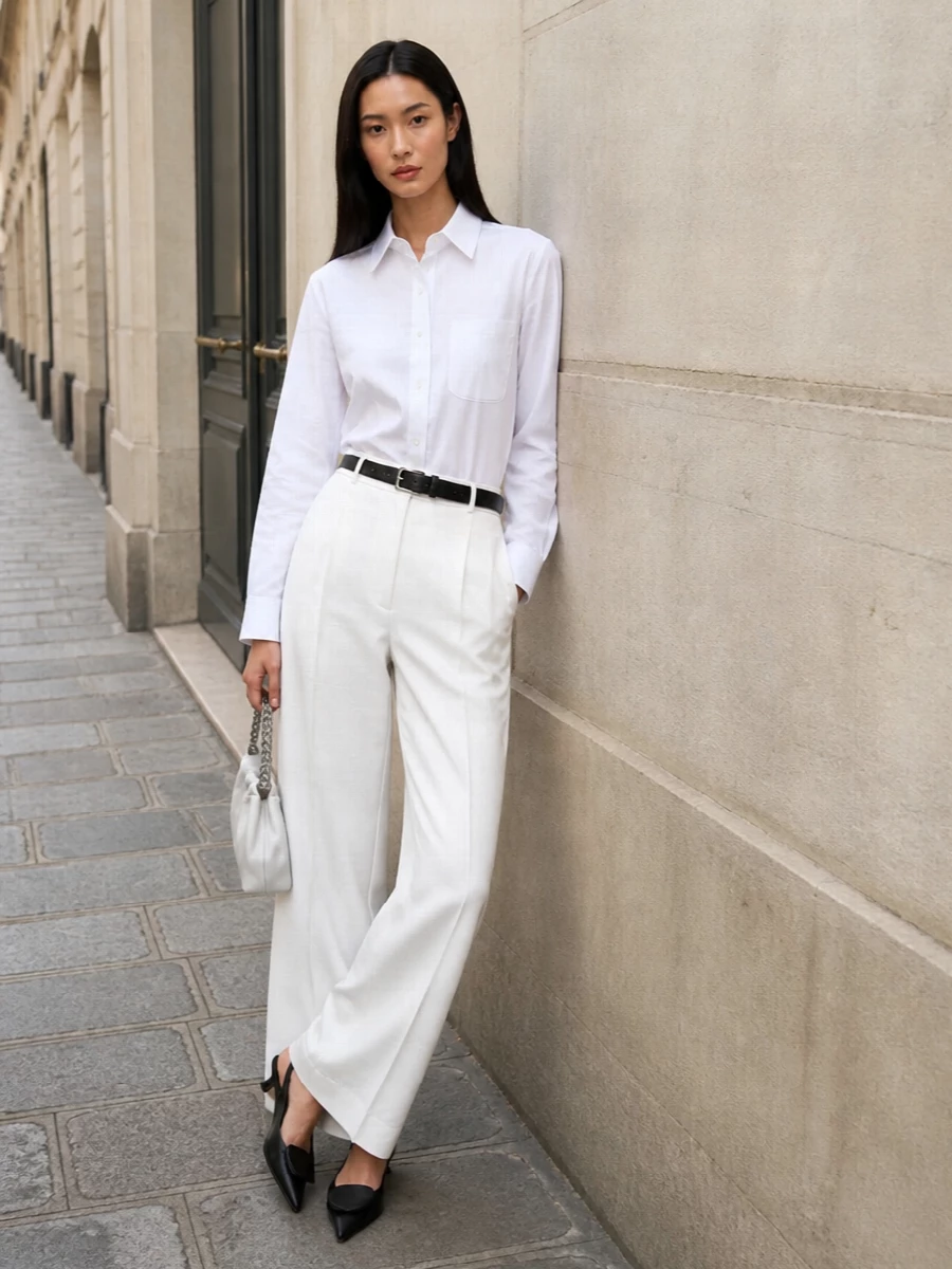 Sportmax white shirt wide leg trousers outfit