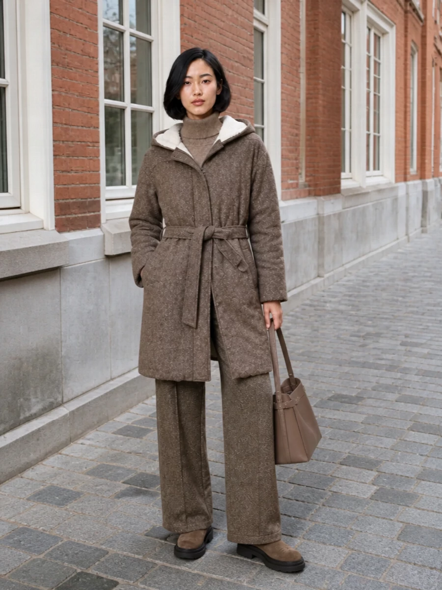 Brunello cucinelli taupe puffer wide leg trousers