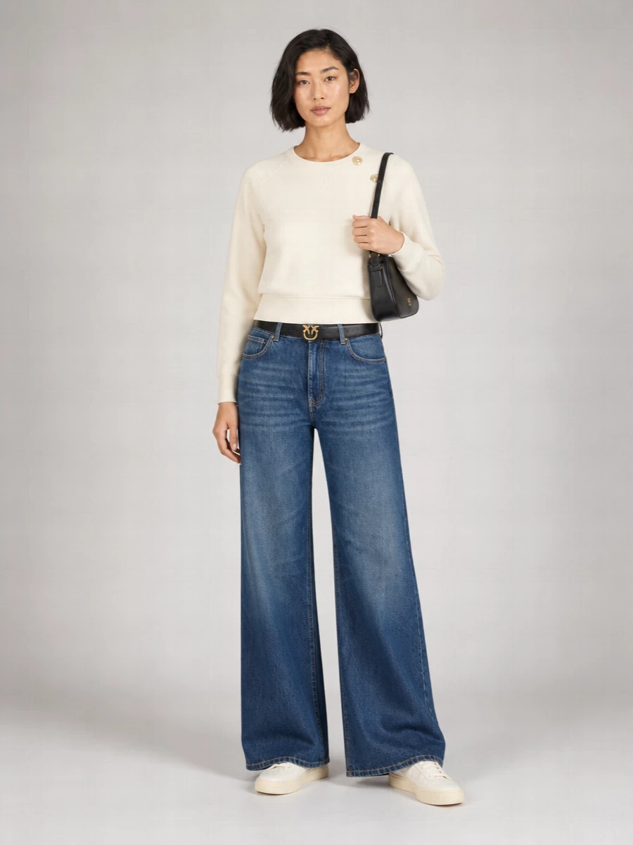 Pinko Denim High-Rise Wide-Leg Trousers