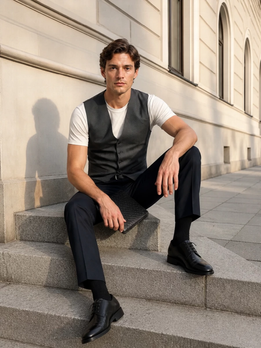 Maison margiela waistcoat navy herno trousers