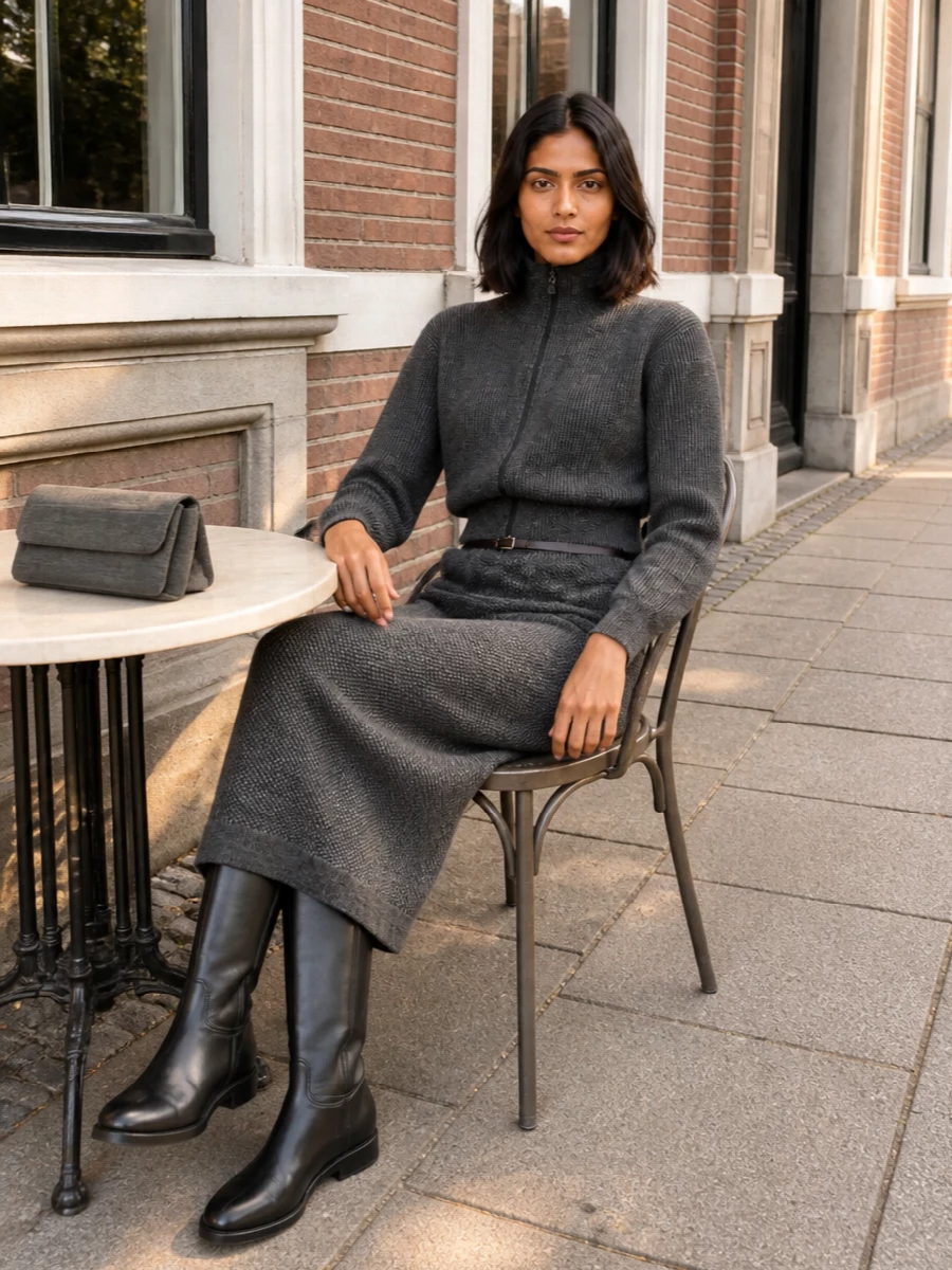 Brunello cucinelli charcoal knit dress jacket