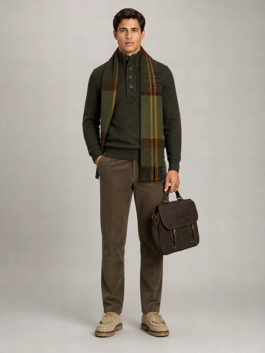 Barbour Wool Cashmere Checked Scarf