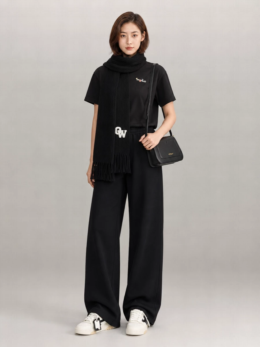 Off-White Cotton Ribbed Crew-Neck Logo-Print T-Shirt