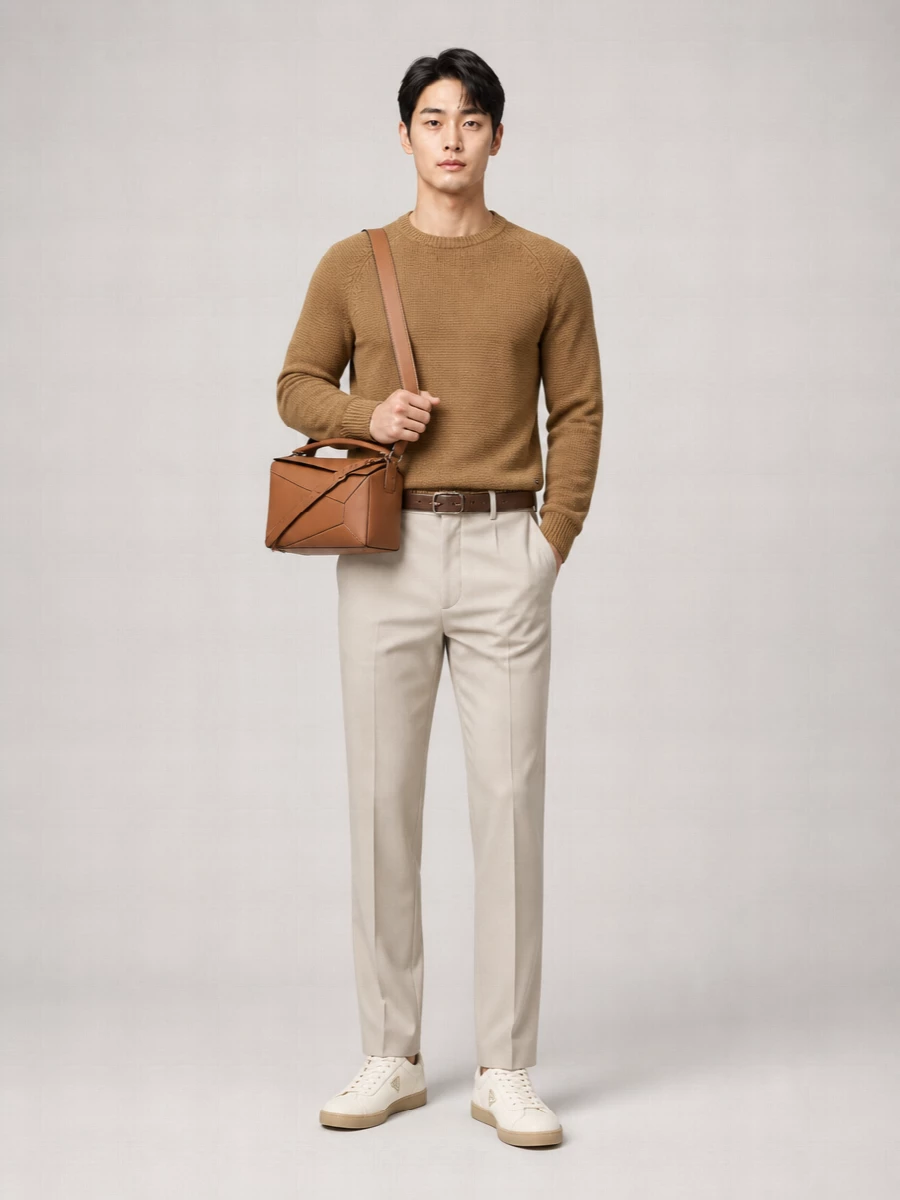Prada Wool Ribbed-Trim Crew-Neck Sweater