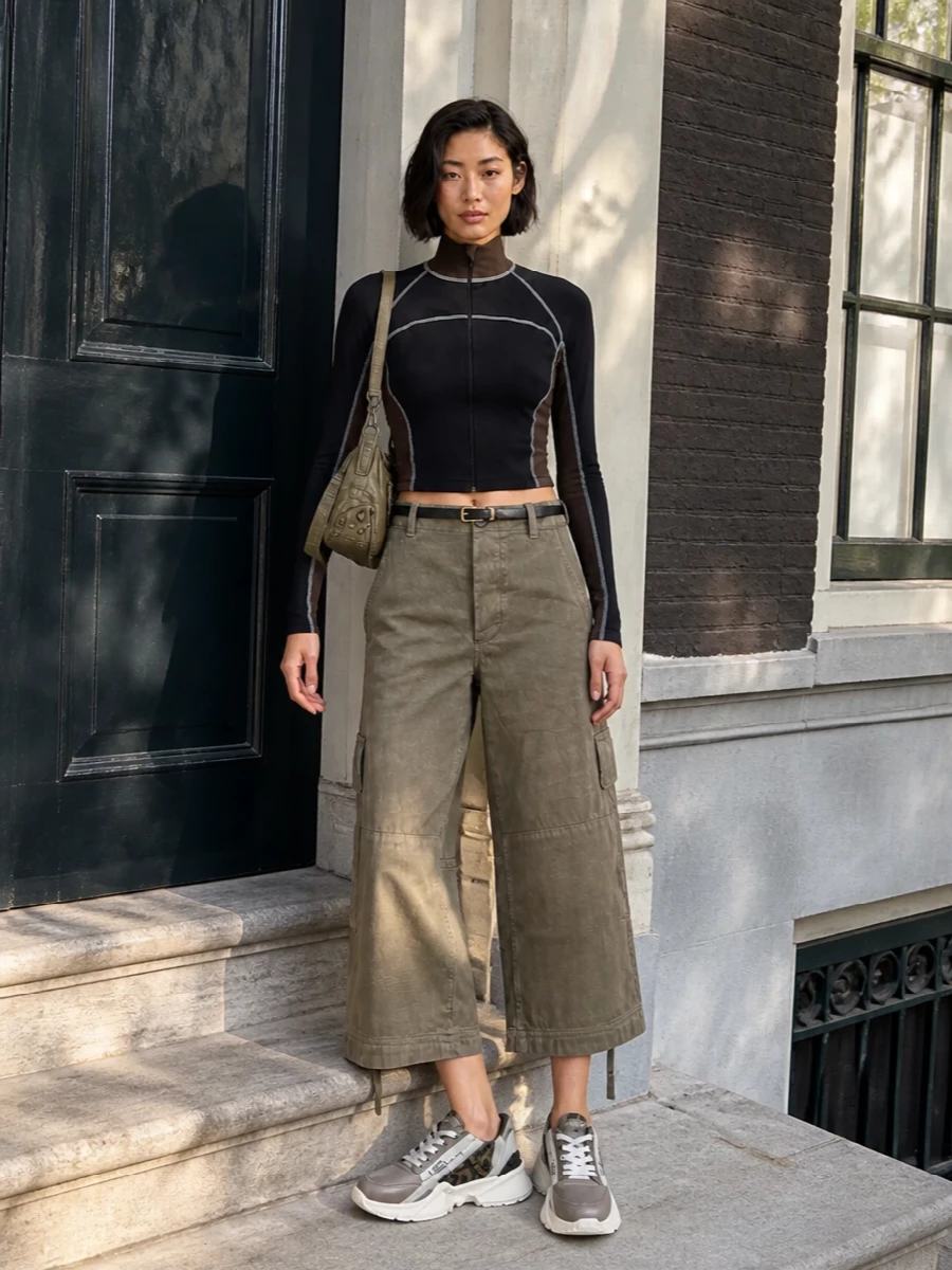 Fendi cargo trousers cropped zip top sneakers