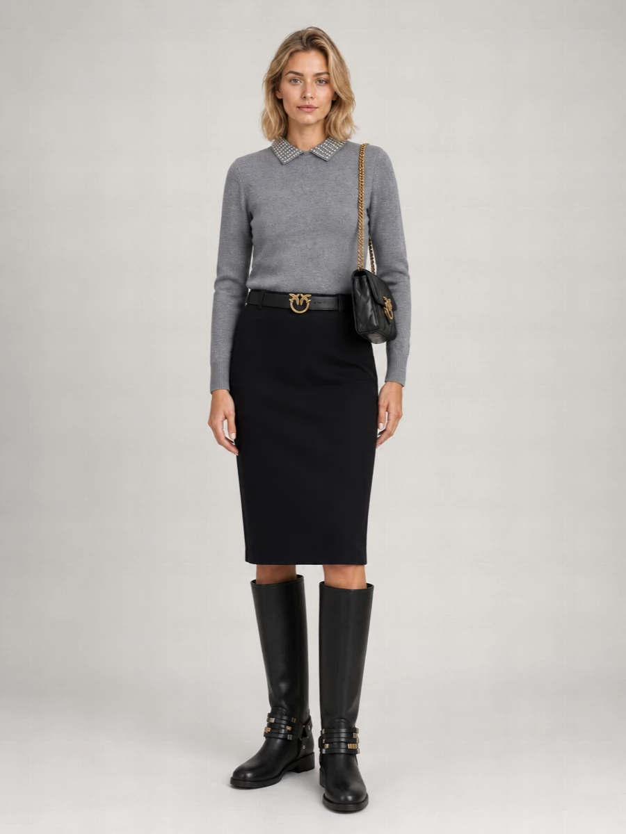 Pinko Cashmere Blend Polo Collar Sweater