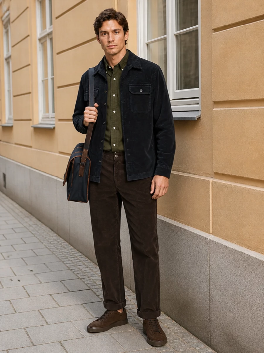 Polo ralph lauren corduroy navy overshirt outfit