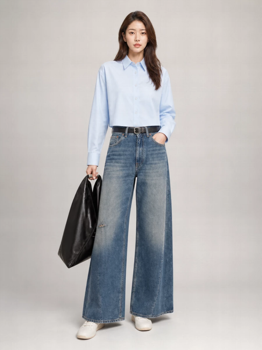 Mm6 Maison Margiela Denim Distressed Wide-Leg Jeans