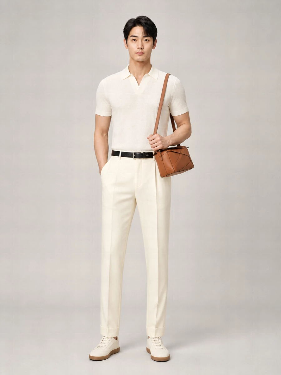 Zegna Ribbed Jacquard Knit Polo Shirt