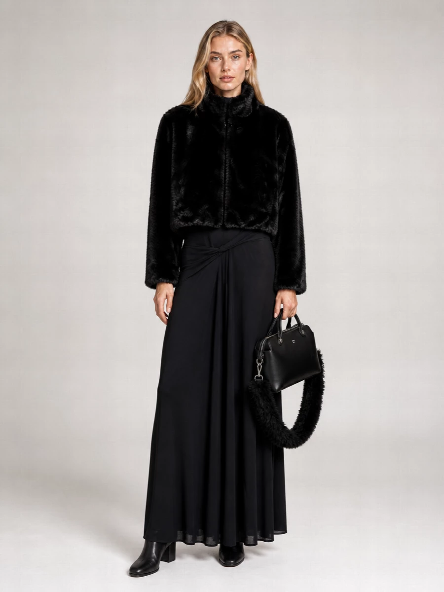 Forte Forte chevron faux fur bomber jacket