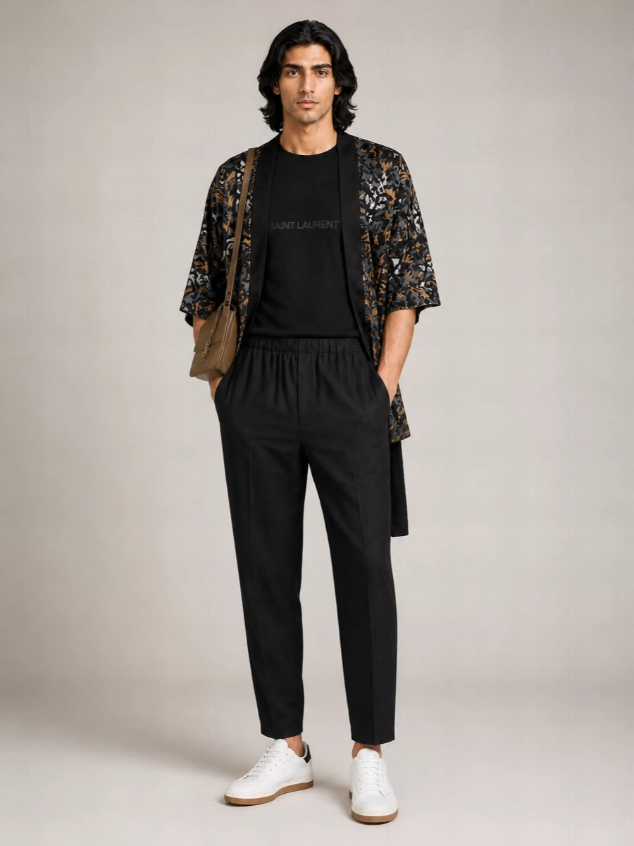 Saint Laurent jacquard knit kimono jacket