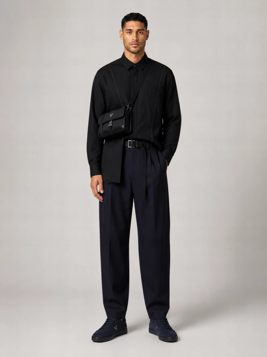 Sacai Wool Wide-Leg Relaxed-Fit Tailored Trousers