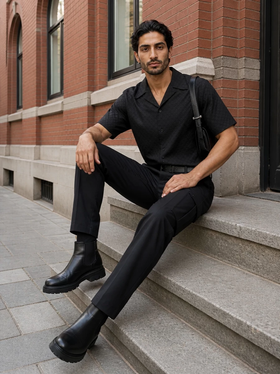 Alexander mcqueen black cargo camp shirt outfit