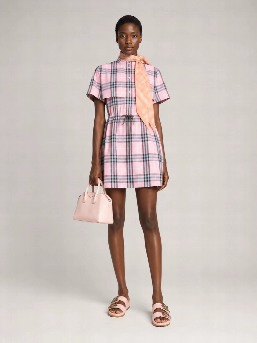Burberry Cotton Checked Shirt Mini Dress