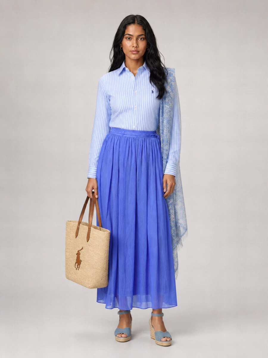 Polo Ralph Lauren Lyocell Pleated Wrap Skirt