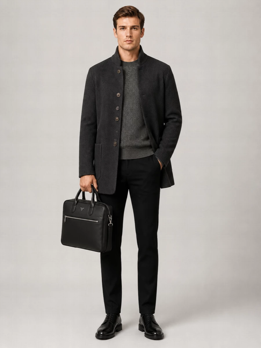 Emporio Armani Chenille Single-Breasted Coat