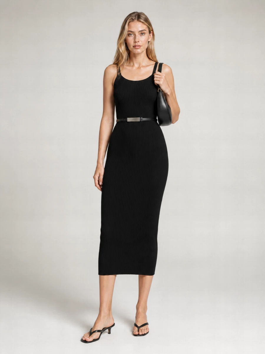 Our Legacy Ribbed V-Neck Sleeveless Maxi Dress
