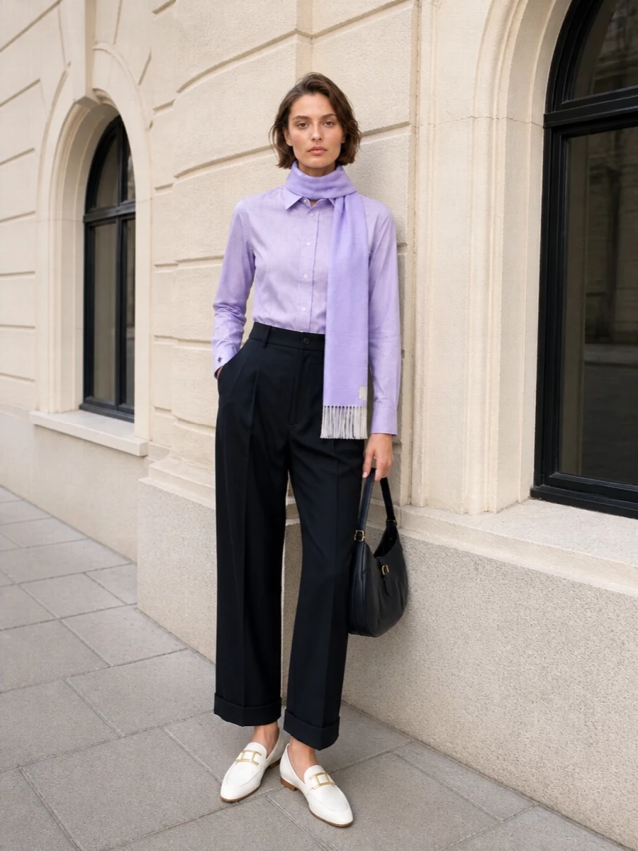 Polo ralph lauren lavender shirt navy trousers