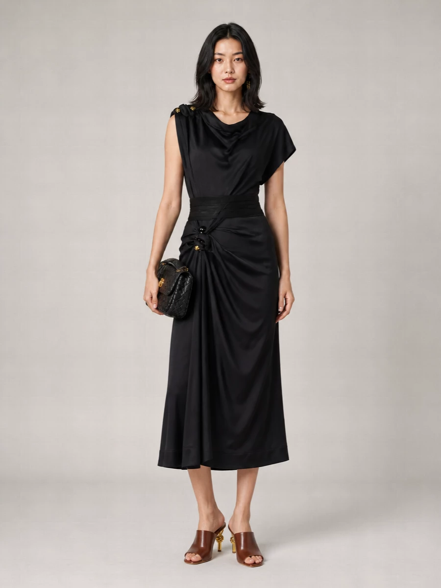 Bottega Veneta Gathered Midi Dress