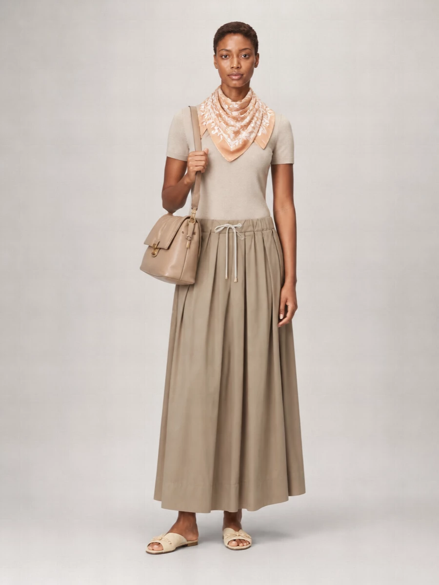 S Max Mara Cotton Pleated Midi Skirt