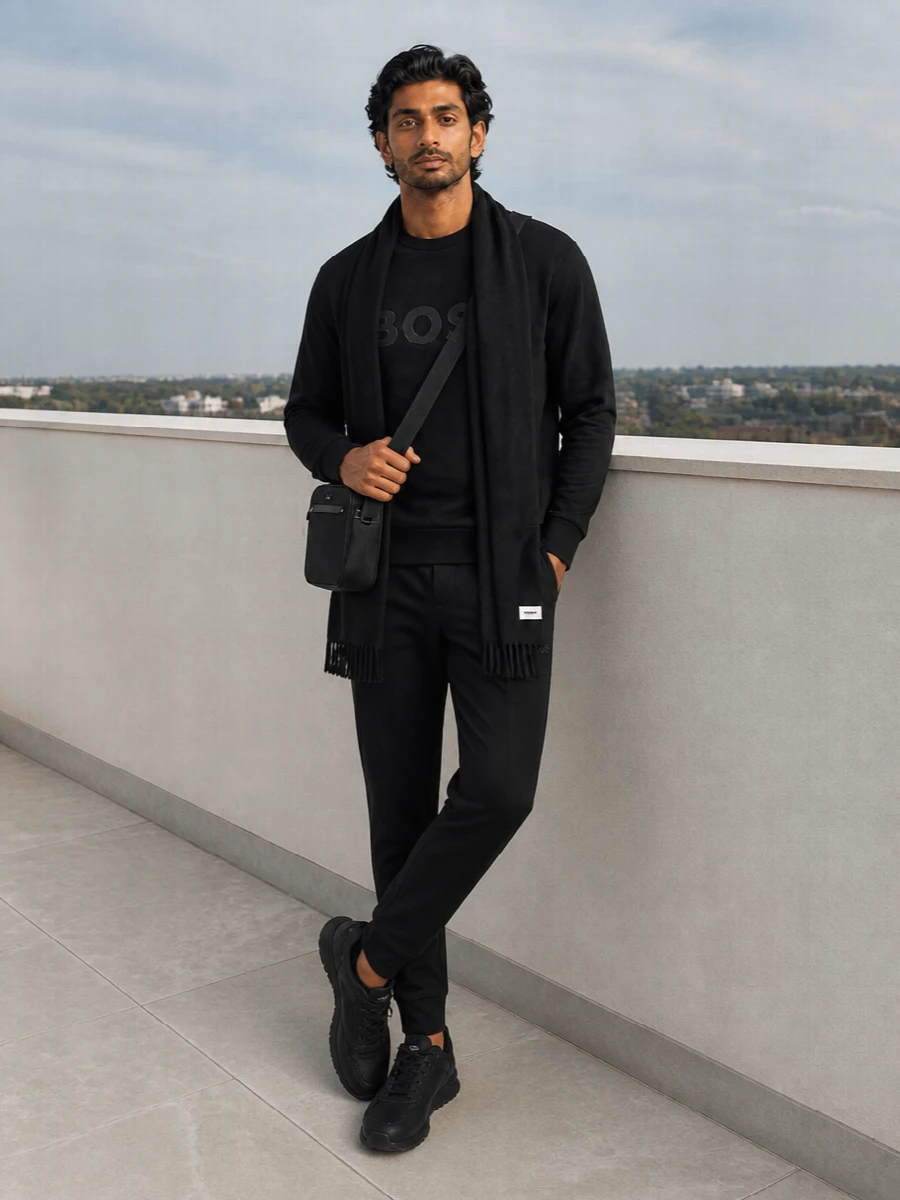 Boss black sweatshirt technical jogger outfit