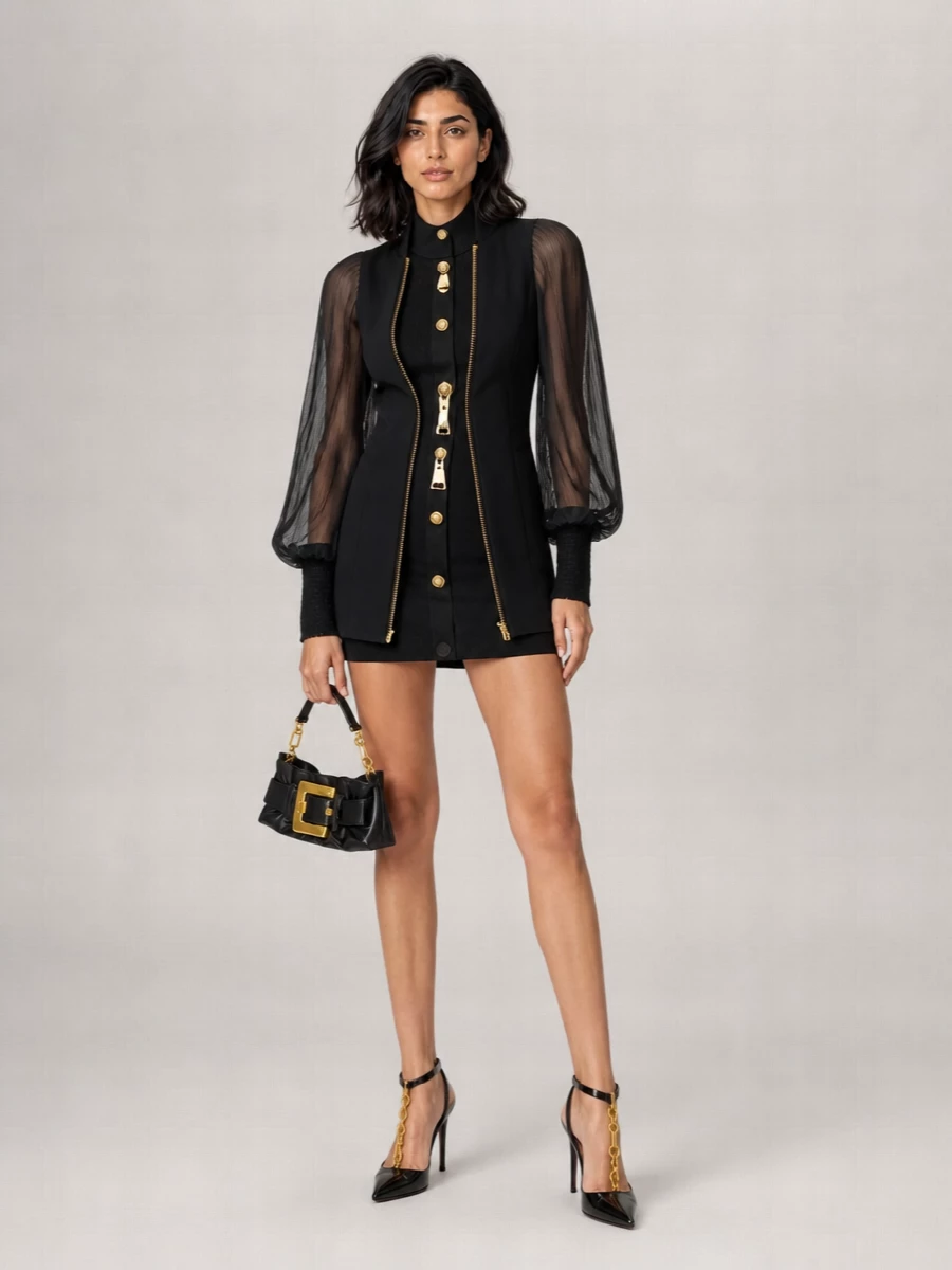Balmain Mini Dress With Xl Zip