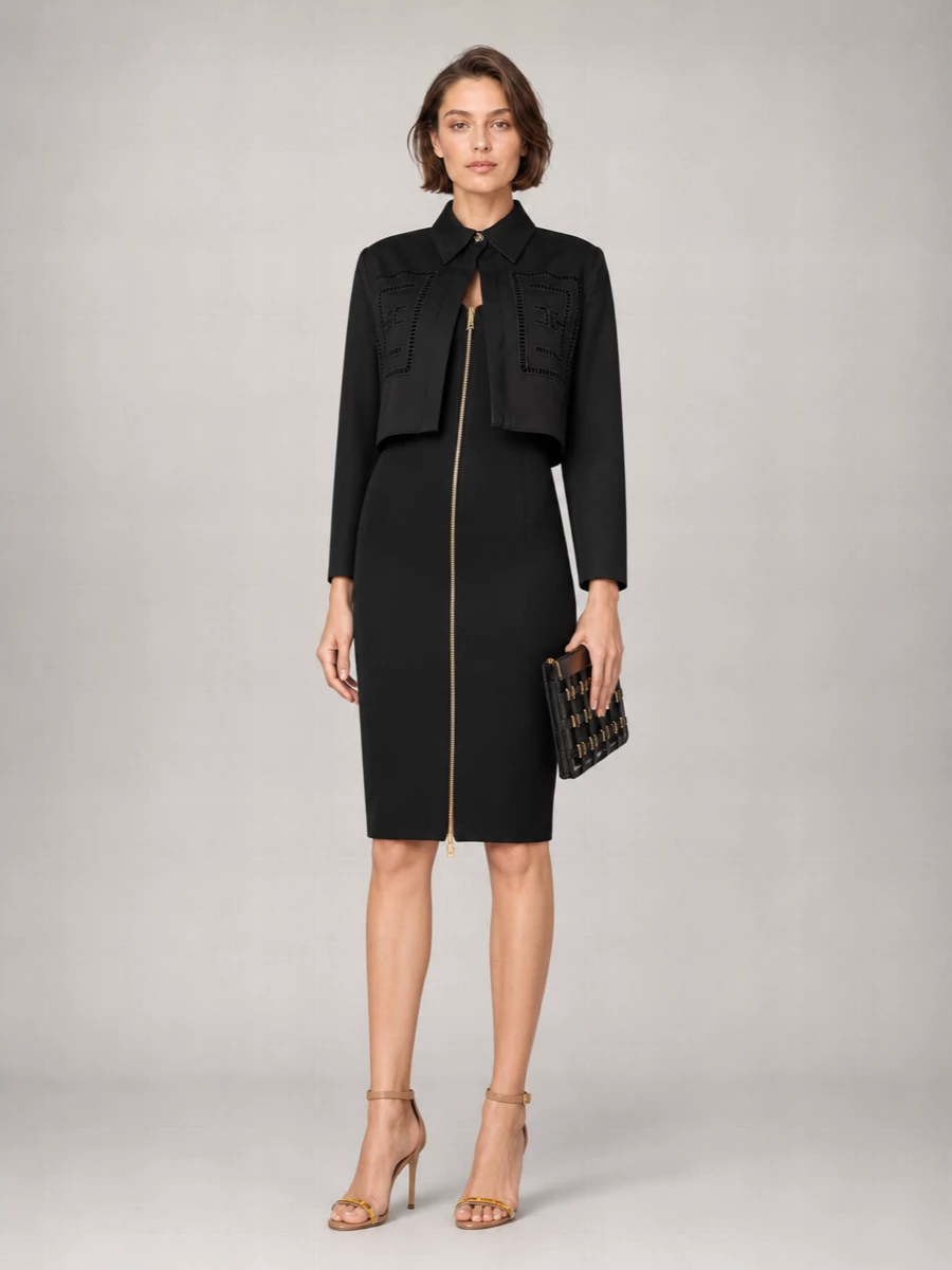 Elisabetta Franchi Cotton Cropped Jacket