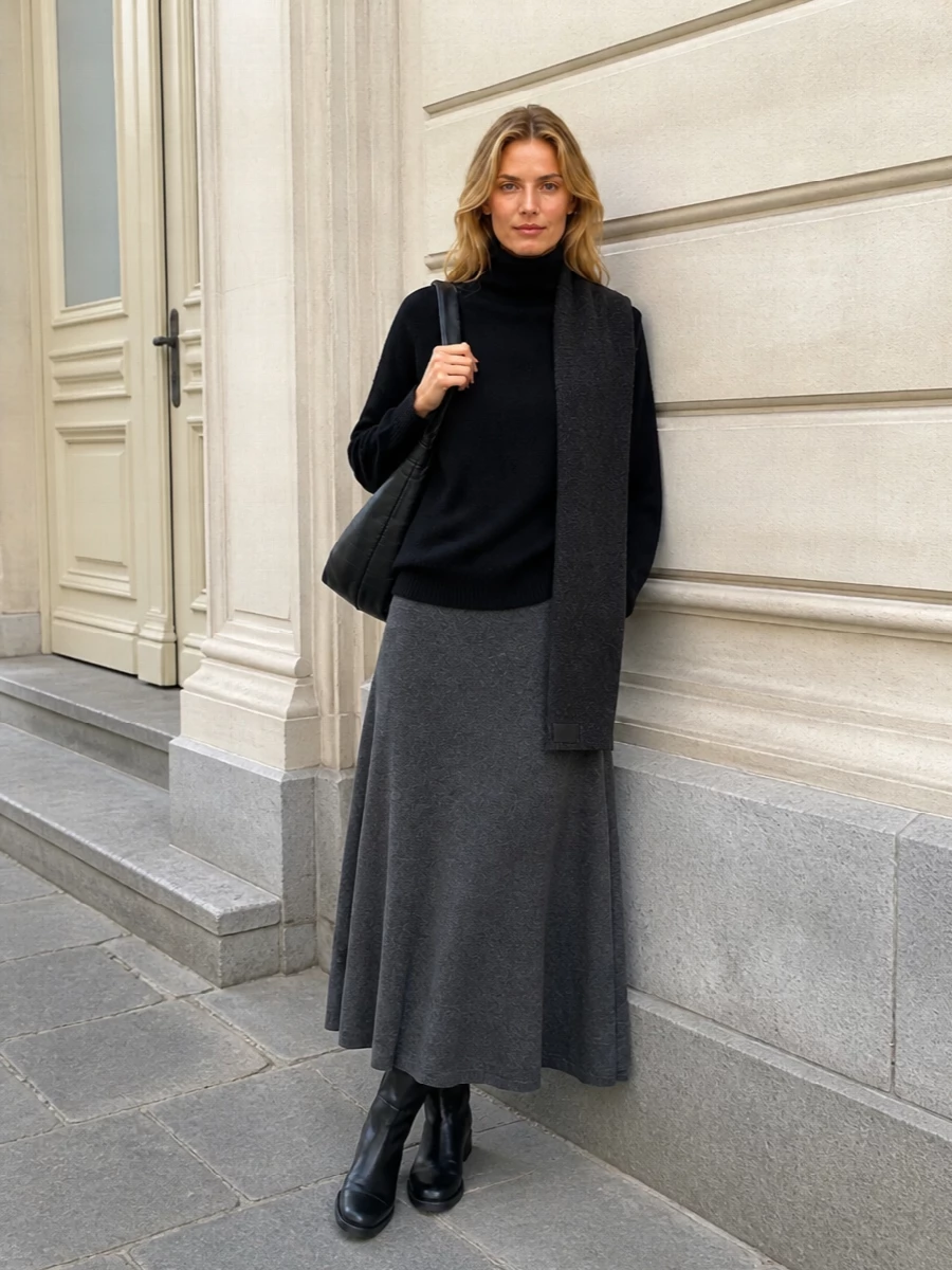 Lisa yang cashmere turtleneck charcoal knit maxi