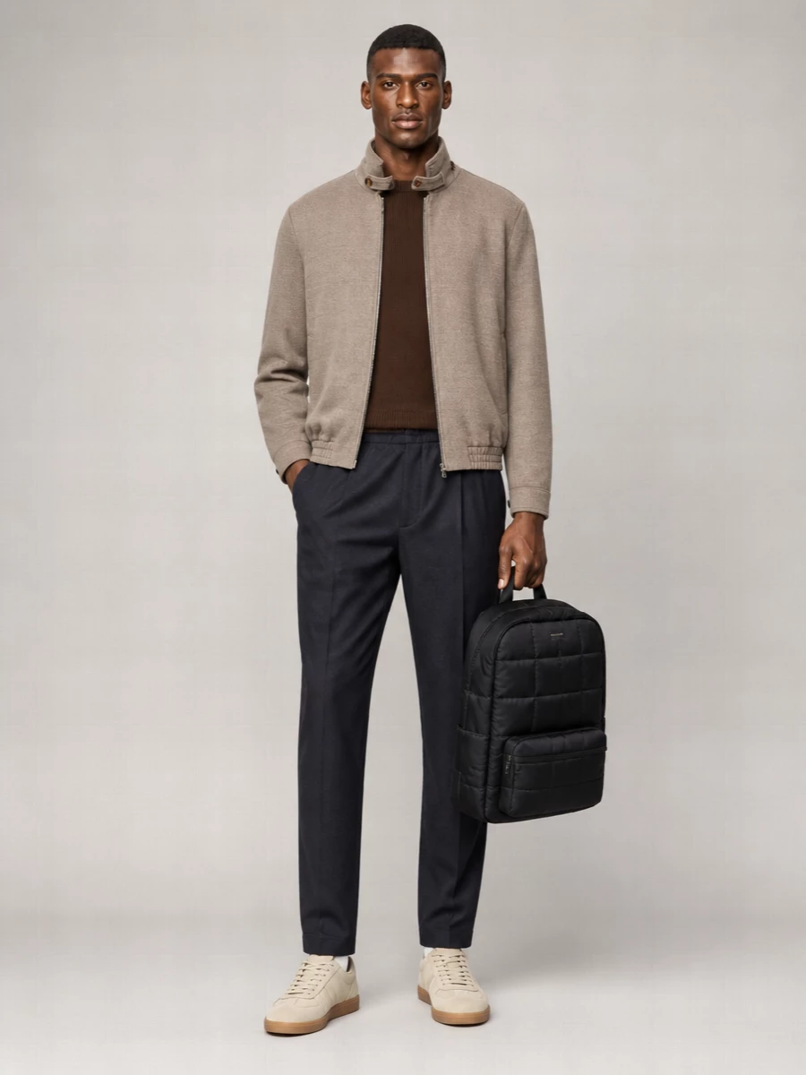 Brunello Cucinelli Virgin Wool Single Breasted Bomber Jacket