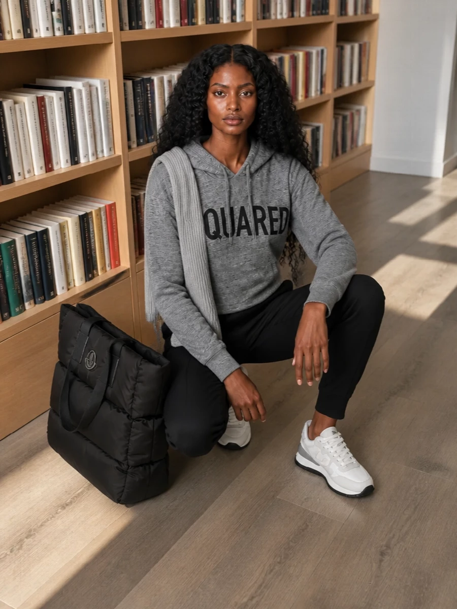Dsquared2 hoodie black joggers white sneakers