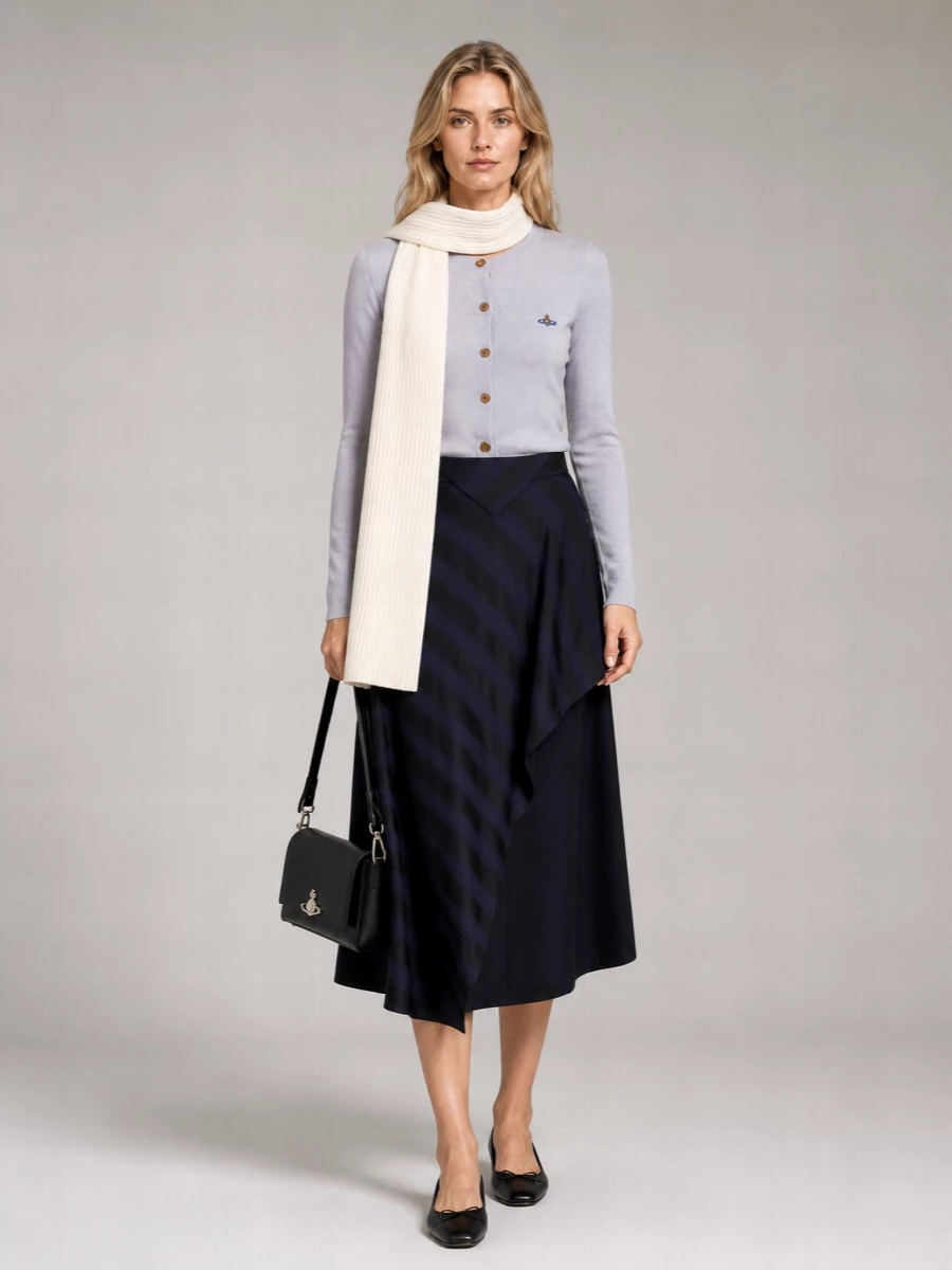 Vivienne Westwood Merino Wool Crew Neck Ribbed Cardigan