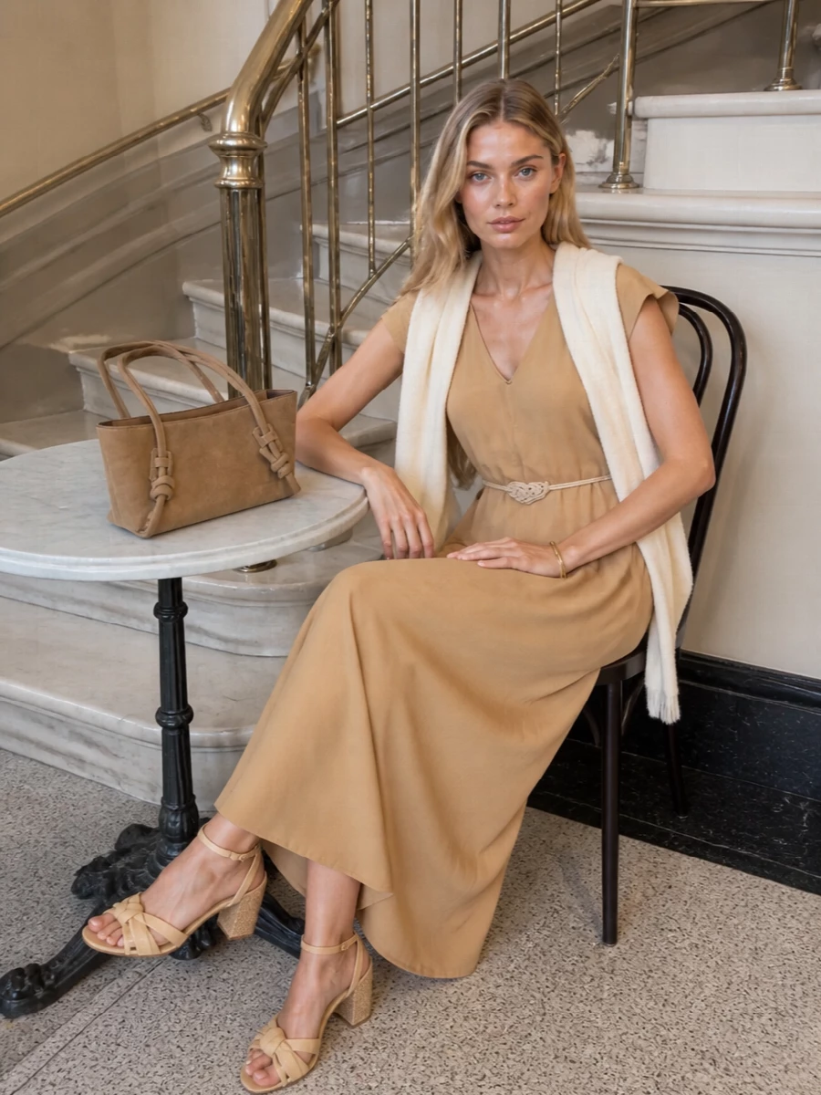 Forte forte camel maxi dress neutral sandals