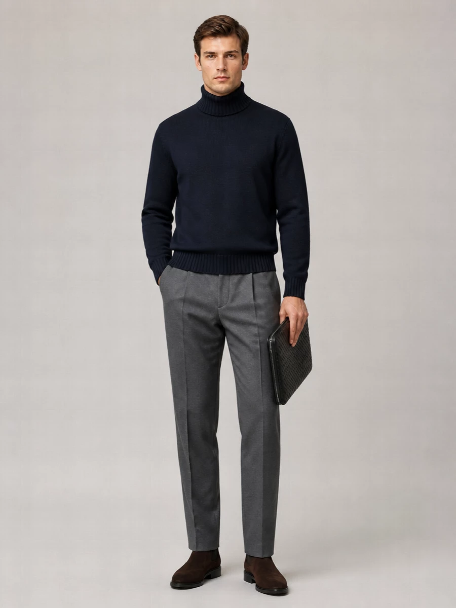 Zanone Ribbed Virgin Wool Turtleneck Sweater