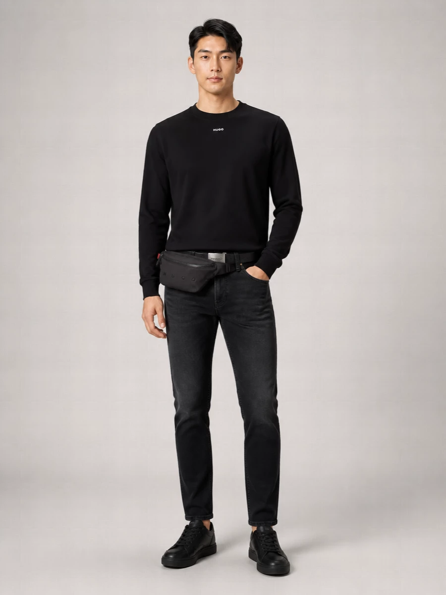 Boss Cotton Long-Sleeve Crew-Neck Sweater