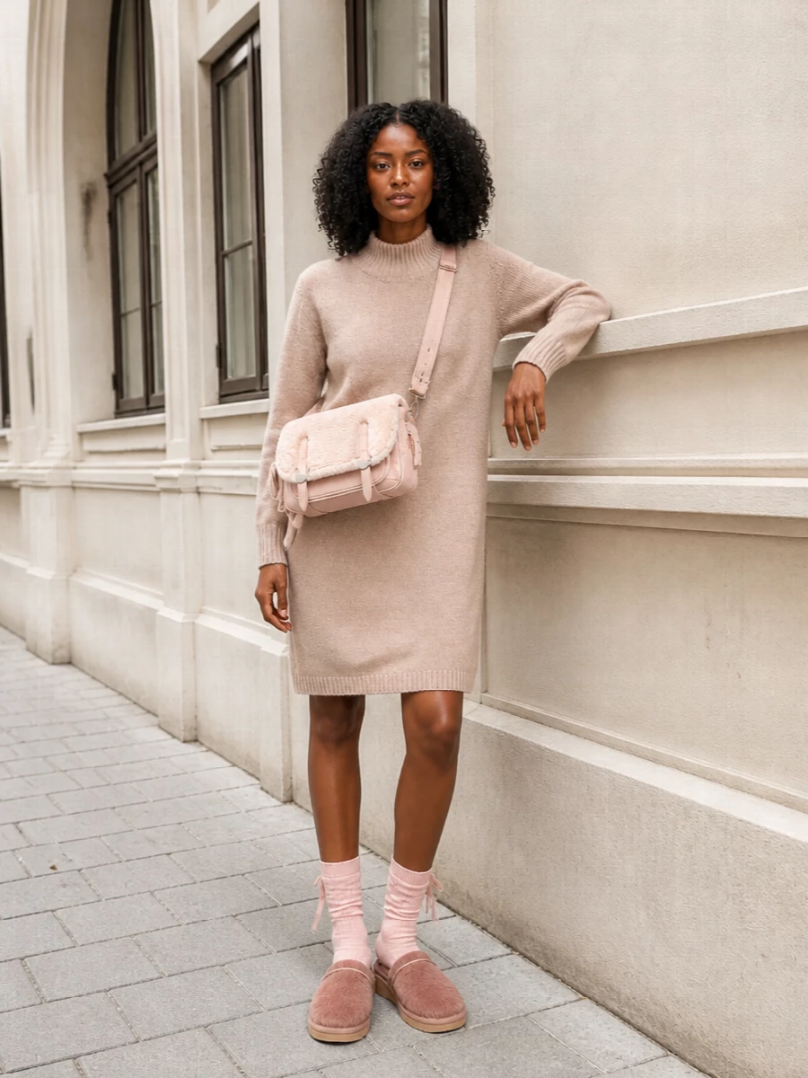Fabiana filippi sweater dress ugg slippers outfit