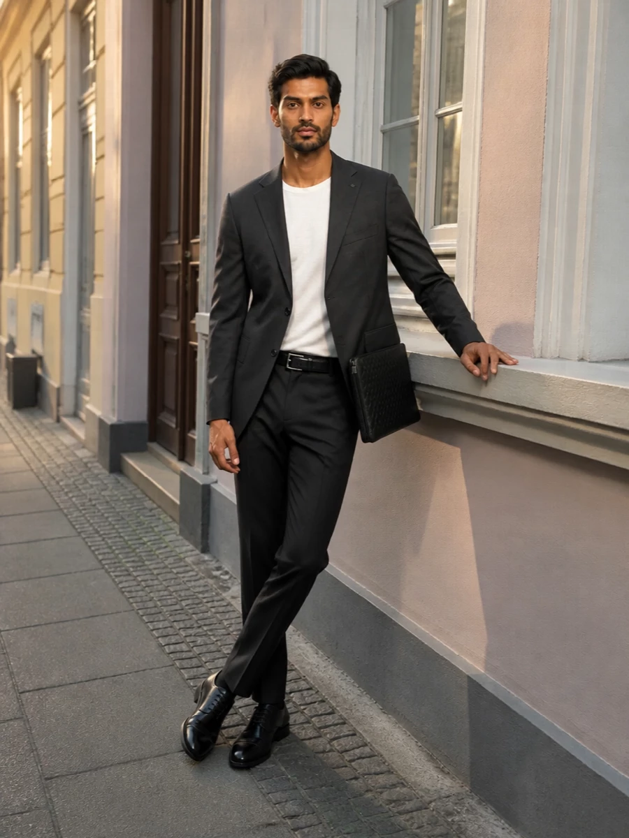 Tagliatore blazer black trousers oxfords