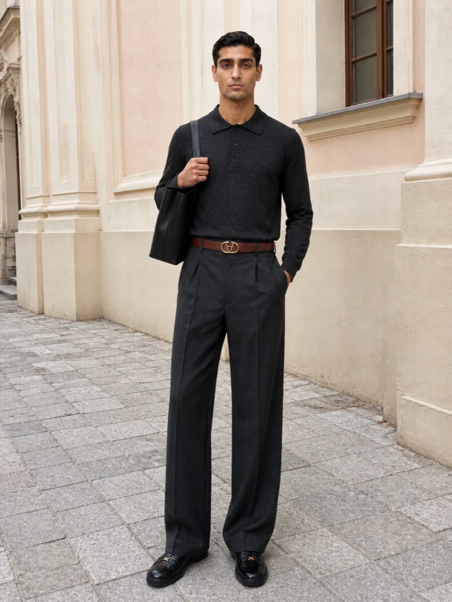 Valentino charcoal polo wide leg trousers