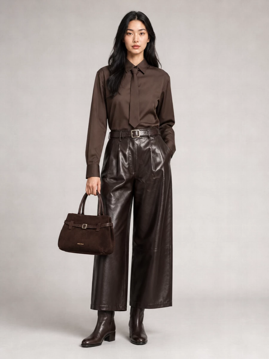The Frankie Shop Faux Leather Wide-Leg Trousers