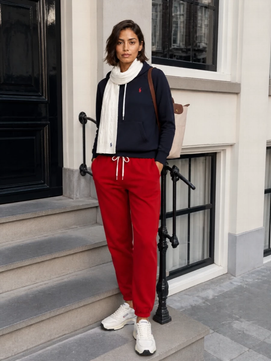 Polo ralph lauren red joggers navy hoodie outfit