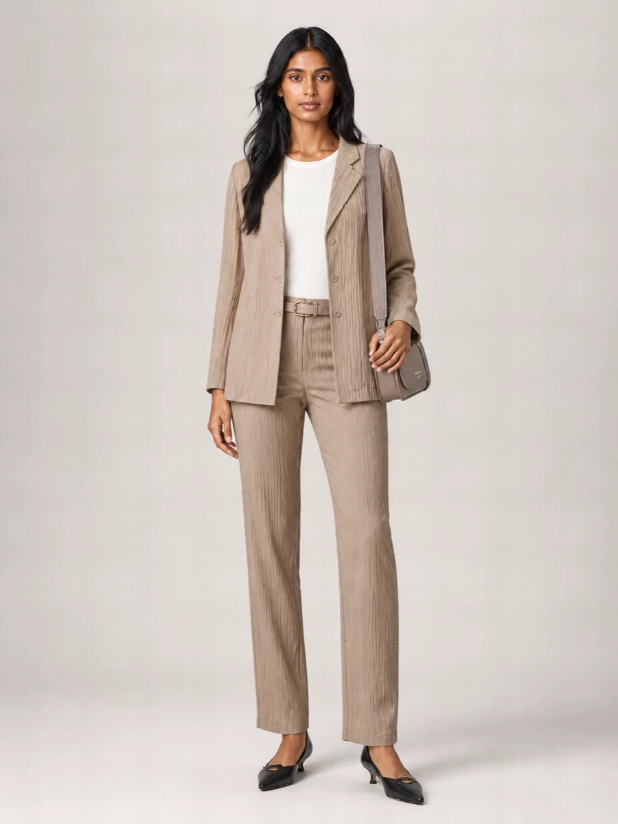 Emporio Armani Sparkling Pleated Straight-Leg Trousers